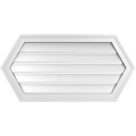 Ekena Millwork Half Round Surface Mount PVC Gable Vent: Functional, w/ 2"W x 1-1/2"P Brickmould Frame, 34"W x 17"H GVPHR34X1702SF